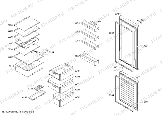 Схема №1 KGN39VI23 с изображением Дверь для холодильной камеры Bosch 00713688