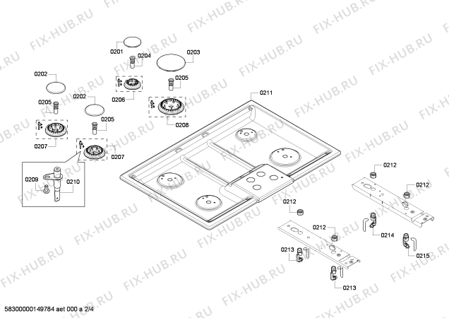 Схема №2 NGM3054UC с изображением Коллектор для плиты (духовки) Bosch 00682901