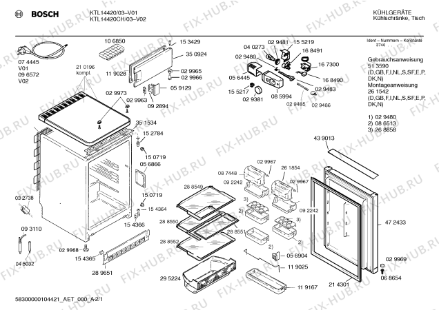 Схема №2 KTL14420CH с изображением Дверь для холодильной камеры Bosch 00472433