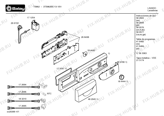 Схема №3 3TS862BE TS862 с изображением Инструкция по эксплуатации для стиралки Bosch 00582666