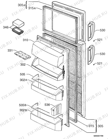 Взрыв-схема холодильника Aeg OEKO S.S2280-S - Схема узла Door 003