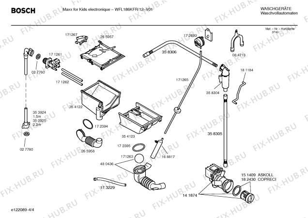 Схема №4 WFL186KFR Maxx for kids electronique с изображением Инструкция по установке и эксплуатации для стиралки Bosch 00580844