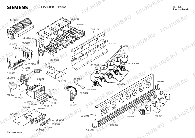 Взрыв-схема плиты (духовки) Siemens HR77020 - Схема узла 03