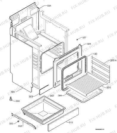 Взрыв-схема плиты (духовки) Electrolux EKD60005W - Схема узла Housing 001