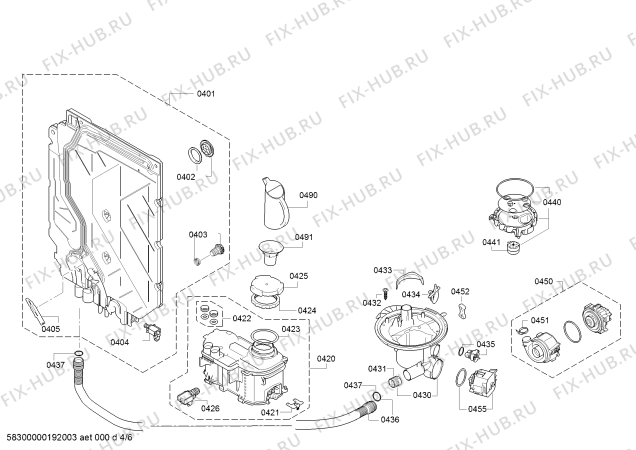 Взрыв-схема посудомоечной машины Bosch SMU43L45SK SilencePlus - Схема узла 04