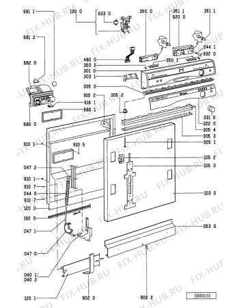 Схема №1 ADG 955 IXM с изображением Панель для посудомоечной машины Whirlpool 481245379607
