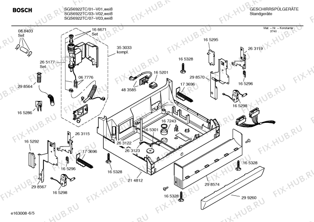 Взрыв-схема посудомоечной машины Bosch SGS6922TC - Схема узла 05