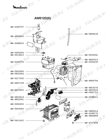 Взрыв-схема микроволновой печи Moulinex AW012D(0) - Схема узла 2P002369.0P3