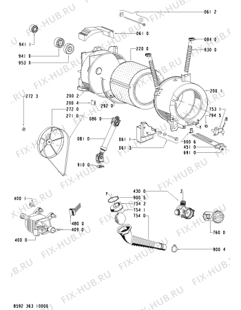 Схема №1 AWO/R 5040 с изображением Модуль (плата) для стиралки Whirlpool 481221470849