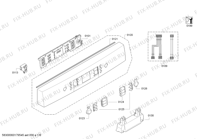 Схема №6 SMS40M08AU, ActiveWater, Made in Germany, с изображением Передняя панель для посудомойки Bosch 00746091