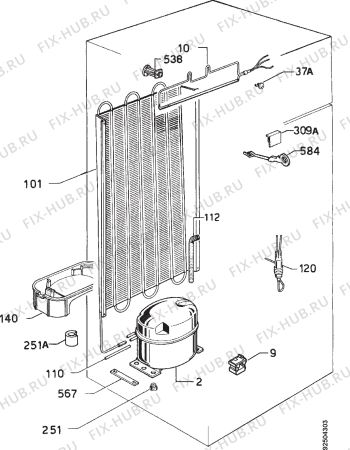 Взрыв-схема холодильника Castor CF230D - Схема узла Cooling system 017