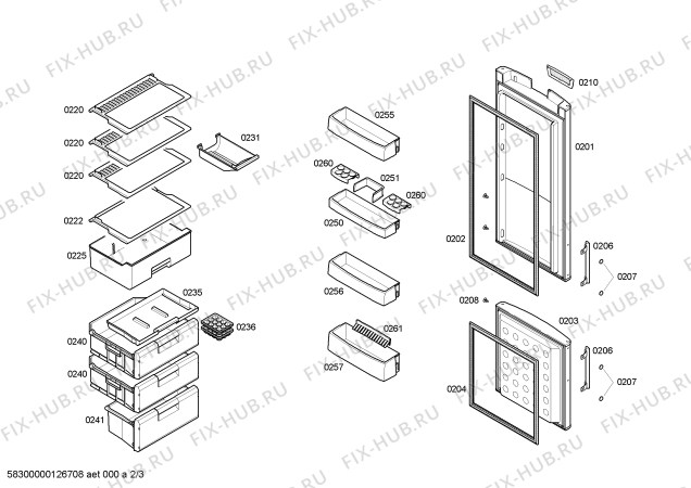 Схема №1 3KEL6850 с изображением Панель для холодильной камеры Bosch 00660308