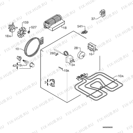 Взрыв-схема плиты (духовки) Zanussi ZOB230N - Схема узла Electrical equipment 268