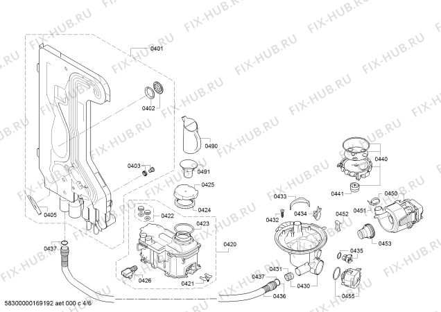 Взрыв-схема посудомоечной машины Bosch SMI57D45EU SilencePlus - Схема узла 04