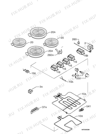 Взрыв-схема плиты (духовки) Zanussi SK6059 - Схема узла Electrical equipment 268