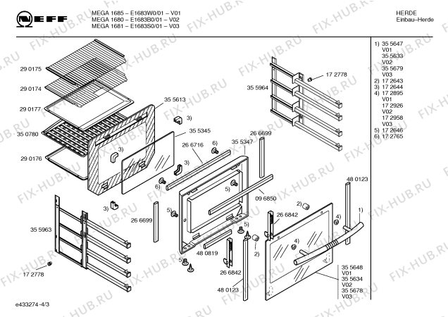Схема №3 E1683B0 MEGA1680 с изображением Панель управления для духового шкафа Bosch 00357309