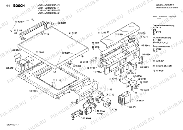 Схема №4 0722044522 V331 с изображением Панель для стиралки Bosch 00117271