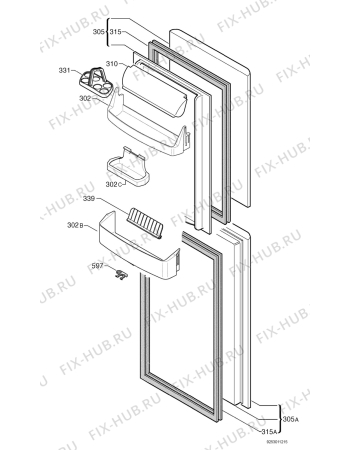 Взрыв-схема холодильника Electrolux ER7626/1B - Схема узла Door 003