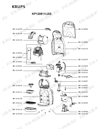 Схема №1 KP120811/JX0 с изображением Сосуд для электрокофеварки Krups MS-624114