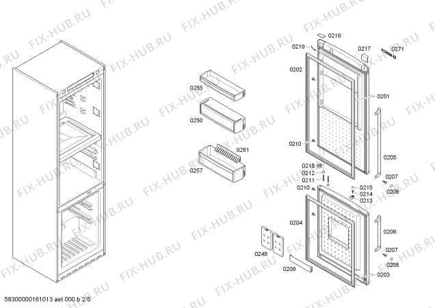 Взрыв-схема холодильника Bosch KGF39PI22 - Схема узла 02