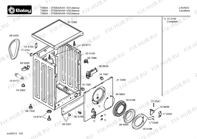 Схема №3 3TS834A TS834 с изображением Панель управления для стиралки Bosch 00356196