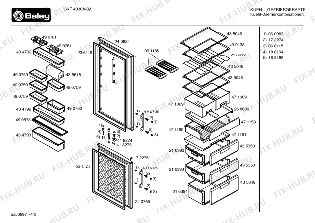 Схема №2 3KF4960A с изображением Инструкция по эксплуатации для холодильной камеры Bosch 00587550