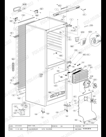 Взрыв-схема холодильника Beko BEKO CHE 33200 (7202448713) - CABINET ASSY. (B-753,B-763)