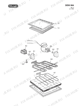 Взрыв-схема плиты (духовки) DELONGHI DEW664 - Схема узла 8