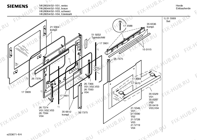 Схема №3 HK28064 с изображением Инструкция по эксплуатации для плиты (духовки) Siemens 00528518