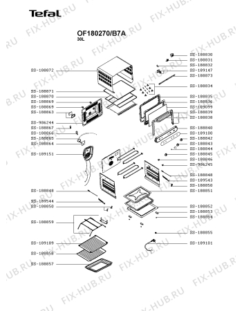 Схема №1 OF180270/B7 с изображением Обшивка для духового шкафа Tefal SS-189099