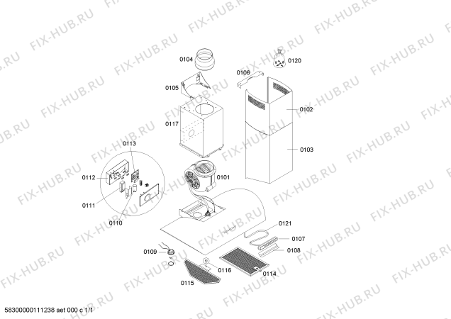 Схема №1 3BD798XP с изображением Корпус для электровытяжки Bosch 00434923
