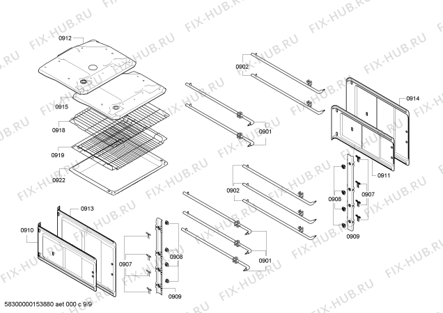 Схема №7 U15E54N0GB с изображением Модуль управления, незапрограммированный для плиты (духовки) Bosch 00658007
