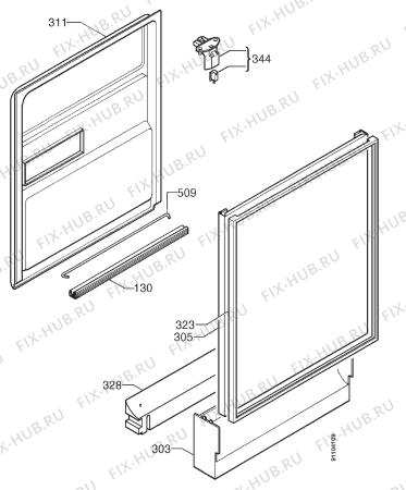 Взрыв-схема посудомоечной машины Zoppas PS637D+P - Схема узла Door 003