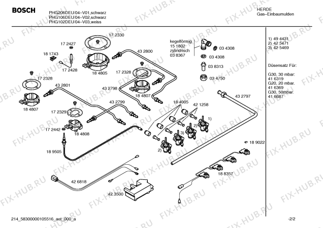 Схема №1 PHG102DEU Bosch с изображением Стеклокерамика для духового шкафа Bosch 00471301