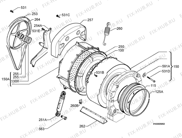 Взрыв-схема стиральной машины Aeg Electrolux L12720VIT - Схема узла Functional parts 267