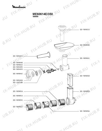 Взрыв-схема мясорубки Moulinex ME60614E/350 - Схема узла WP003653.6P5