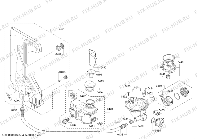 Взрыв-схема посудомоечной машины Siemens SN25D204EU, iQ 300 - Схема узла 04
