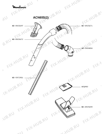 Взрыв-схема пылесоса Moulinex ACN65S(2) - Схема узла HP002262.5P2