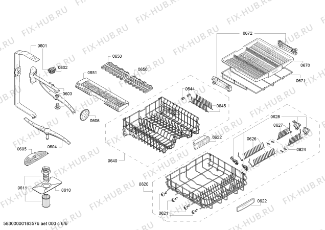 Взрыв-схема посудомоечной машины Bosch SMS58L22EU SpeedStar; SilencePlus - Схема узла 06