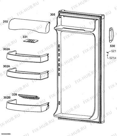 Взрыв-схема холодильника Aeg Electrolux S64246KA - Схема узла Door 003