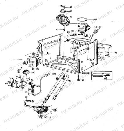 Взрыв-схема посудомоечной машины Electrolux BW306-3 - Схема узла W10 Water details  E