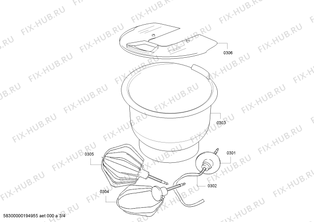 Взрыв-схема кухонного комбайна Bosch MUM4410DE - Схема узла 03