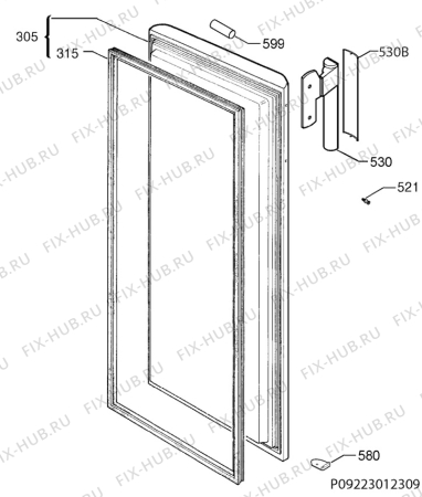 Взрыв-схема холодильника Aeg Electrolux A61909GSW0 - Схема узла Door 003