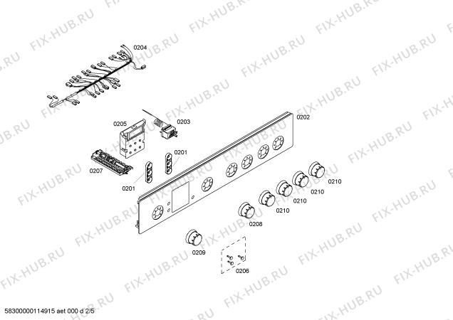 Взрыв-схема плиты (духовки) Bosch HSV442020N - Схема узла 02