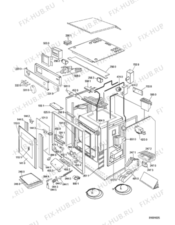 Схема №1 BGO 804 WH с изображением Дверца для электропечи Whirlpool 481944239285