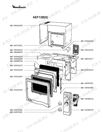 Взрыв-схема микроволновой печи Moulinex AEF12B(0) - Схема узла AP002063.8P2