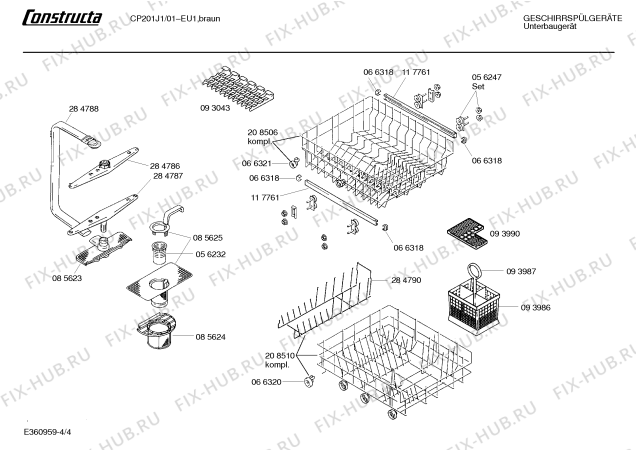 Взрыв-схема посудомоечной машины Constructa CP201J1 - Схема узла 04