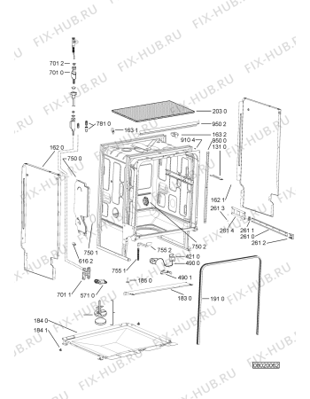 Взрыв-схема посудомоечной машины Bauknecht GSFL 3131 I - Схема узла