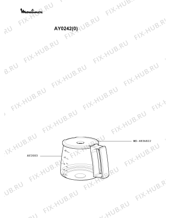 Взрыв-схема кофеварки (кофемашины) Moulinex AY0242(0) - Схема узла NP001755.5P2