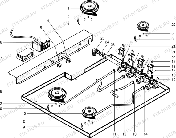 Взрыв-схема плиты (духовки) SCHOLTES TLN600GSIXFR (F015880) - Схема узла